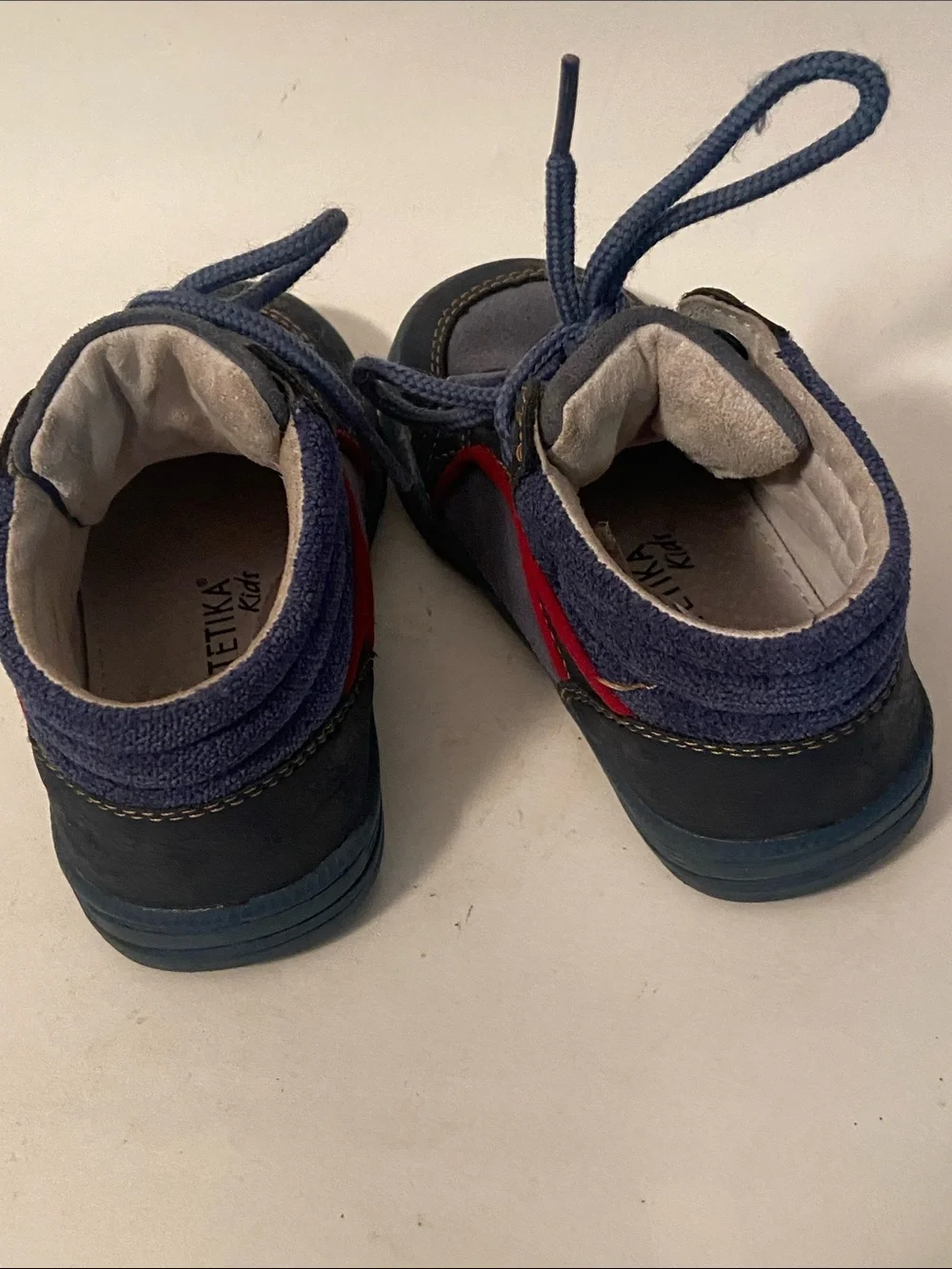 Protetika Kids Suede Blue High-Top Lace-Up Sneakers w/ Red Accent 22